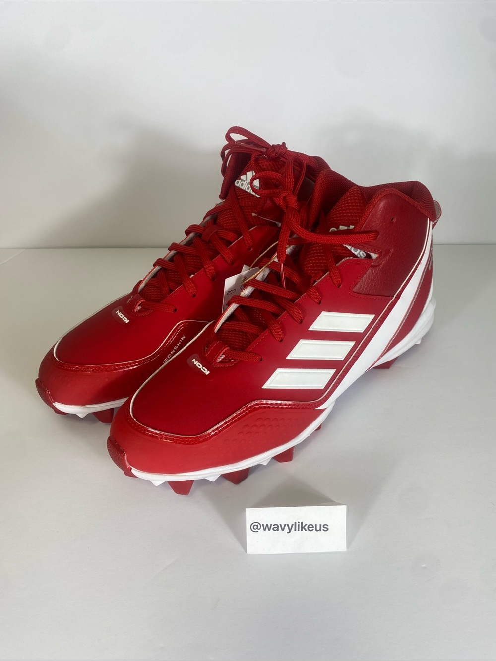 Adidas Icon 7 Mid MD S23921 Baseball Cleats Red White Men's Size 11
